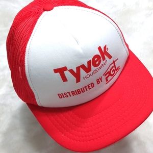 Vintage Tyvek House wrap red white trucker adjust